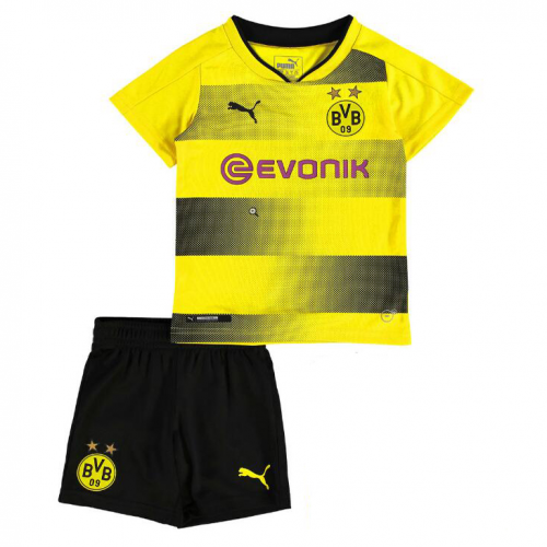 Kids Dortmund 2017-18 Home Soccer Shirt With Shorts